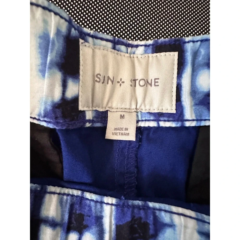 Sun + Stone Mens Coastal Blue‎ Tie Dye Cargo Pull On Shorts Medium 100124752MN